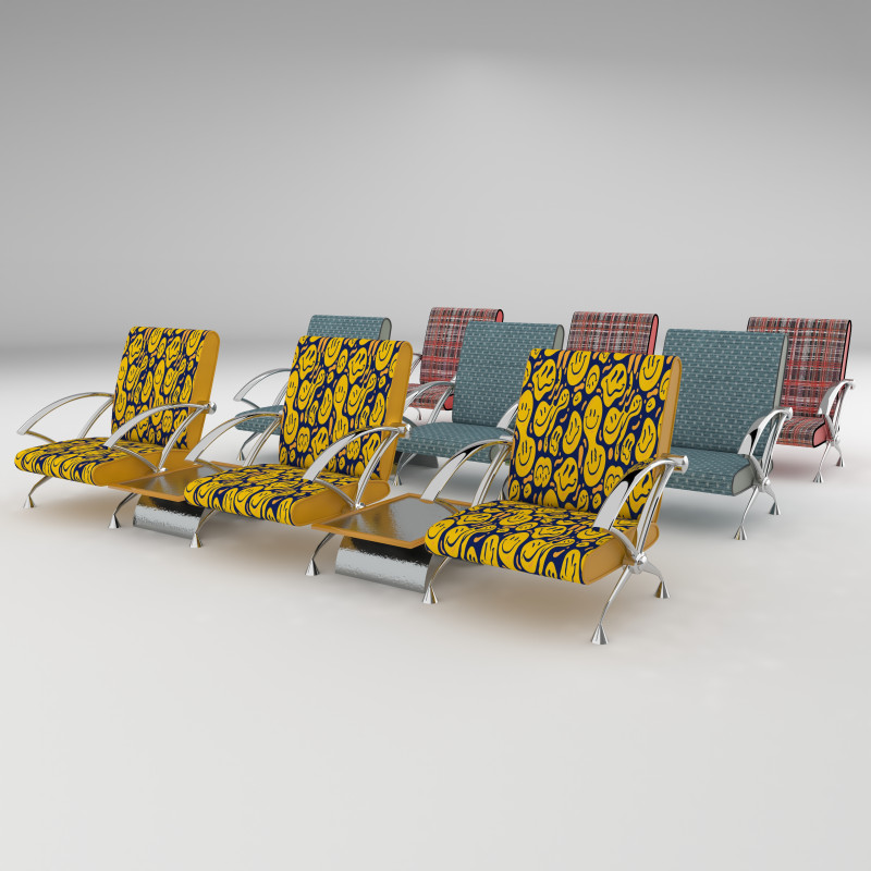 Airport Chairs 4K Model 3D .c4d .max .obj .3ds .fbx .stl .blend 