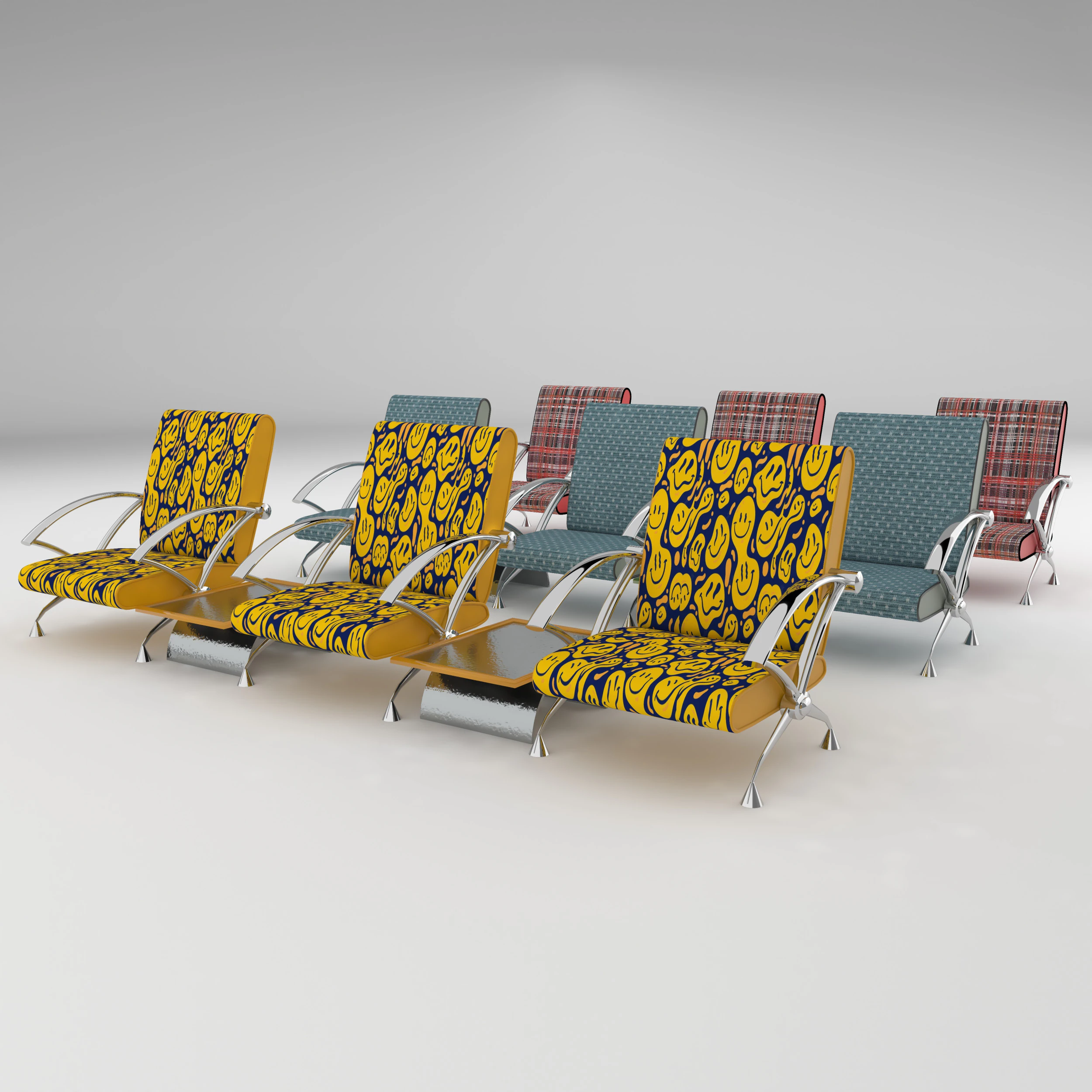Airport Chairs 4K 3D Model .c4d .max .obj .3ds .fbx .stl .blend 