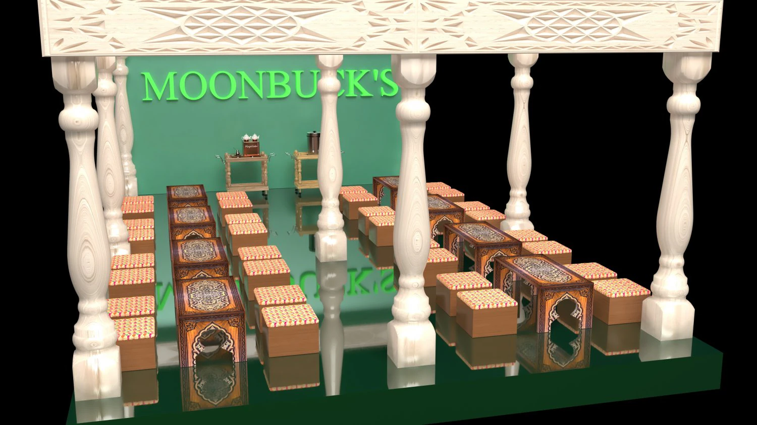 Moonbucks Cafe House 4K 3D Model .c4d .max .obj .3ds .fbx .stl .blend 