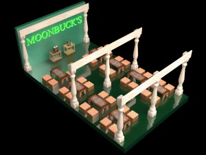 Moonbucks Cafe House 4K 3D Model