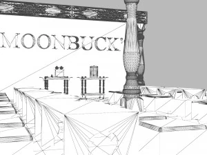 Moonbucks Cafe House 4K 3D Model