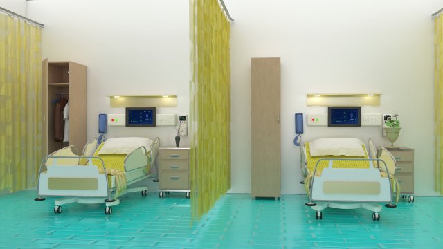 Hospital Ward 4 - 4K 3D Model .c4d .max .obj .3ds .fbx .stl .blend 