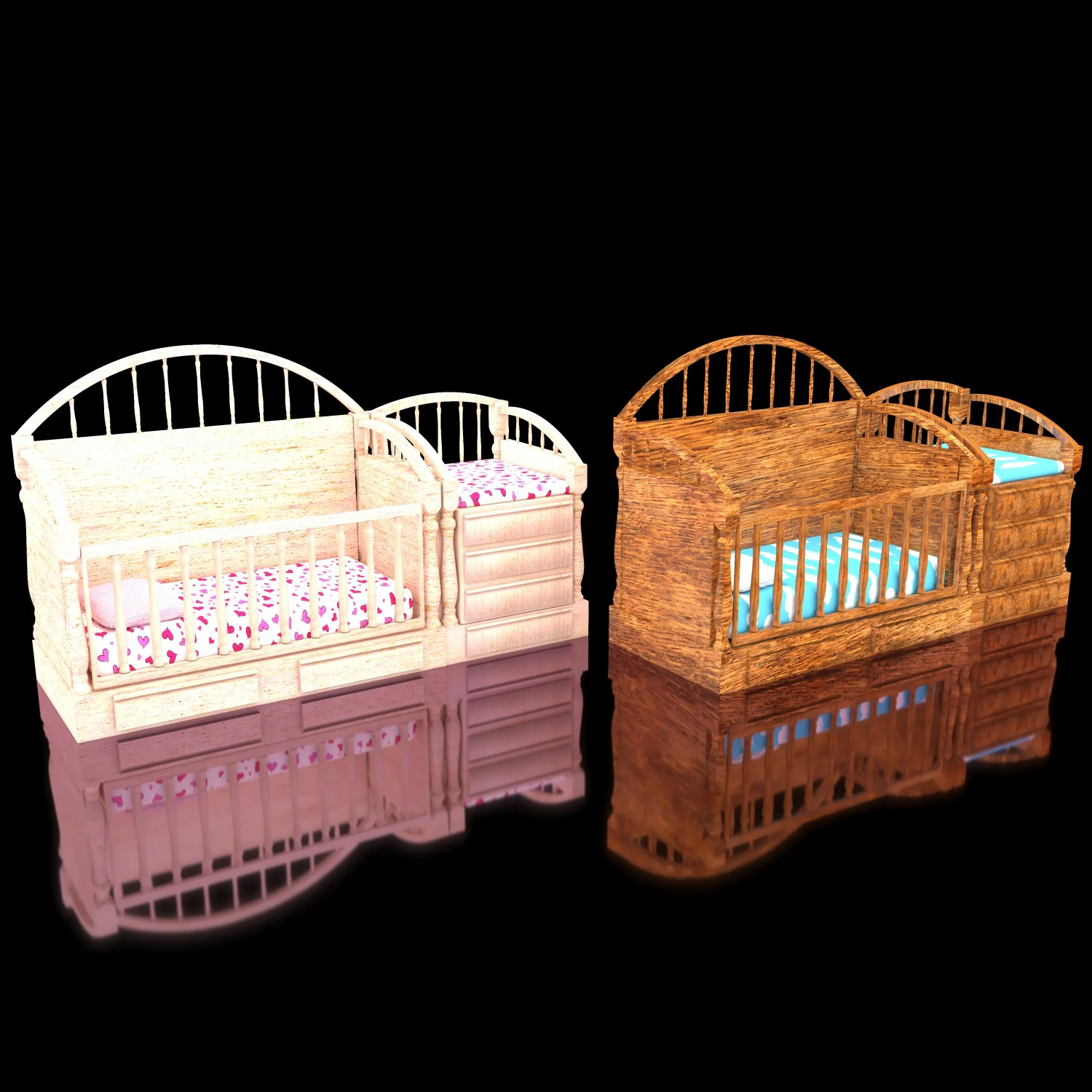 Baby Beds 3D Model .c4d .max .obj .3ds .fbx .stl .blend 
