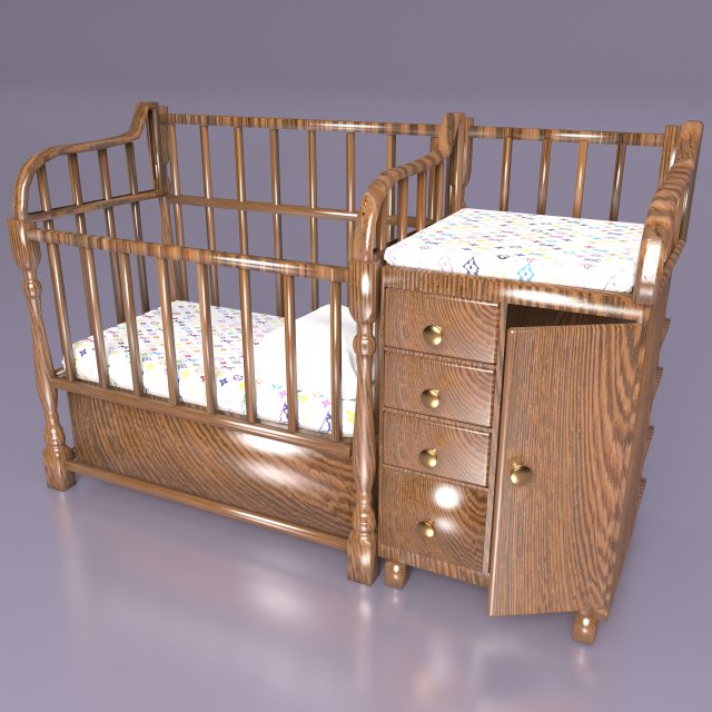Baby Bed 2 - 4K 3D Модель .c4d .max .obj .3ds .fbx .stl .blend 