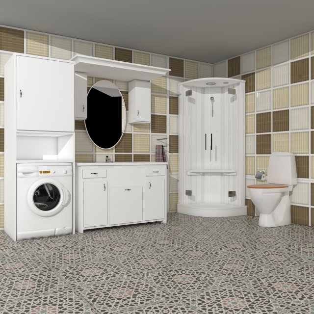 Bathroom 2 - 4K 3D Модель .c4d .max .obj .3ds .fbx .stl .blend
