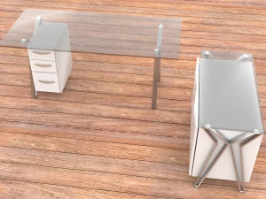 Glass Office Desk 2 3D Model