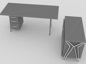 Glass Office Desk 2 3D Model