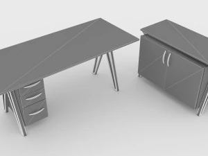 Glass Office Desk 2 3D Model