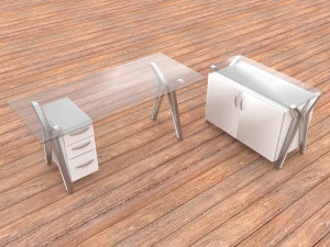 Glass Office Desk 2 - 4K 3D Model