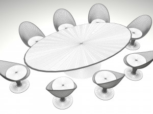 Modern Table Set Model 3D