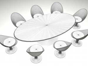 Modern Table Set 3D Model