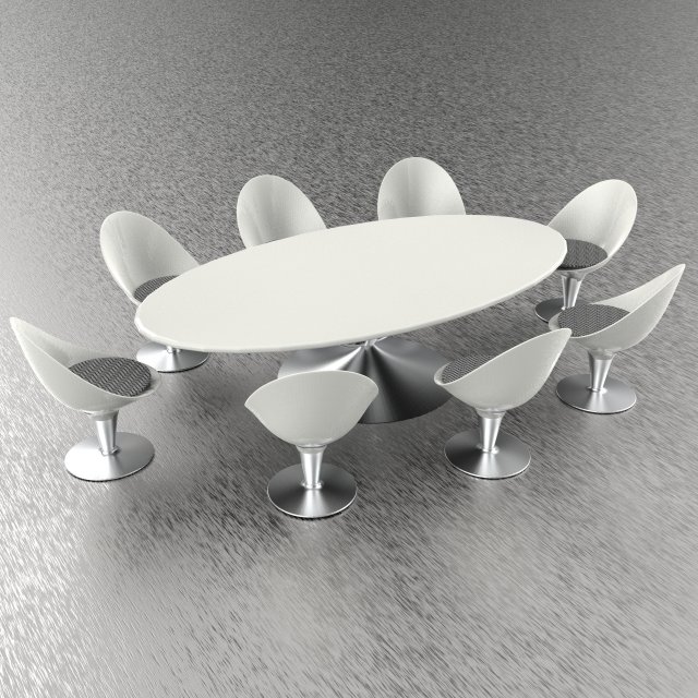 Modern Table Set Model 3D .c4d .max .obj .3ds .fbx .stl .blend 