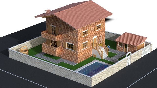 Villa and Wheelchair Elevator Modèle 3D .c4d .max .obj .3ds .fbx .stl .blend