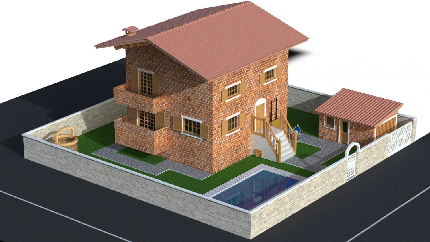 Villa and Wheelchair Elevator 3D Model .c4d .max .obj .3ds .fbx .stl .blend 