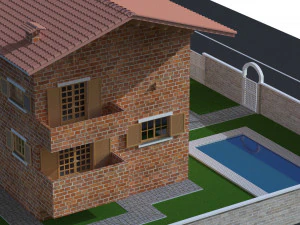 Villa and Wheelchair Elevator 3D Model