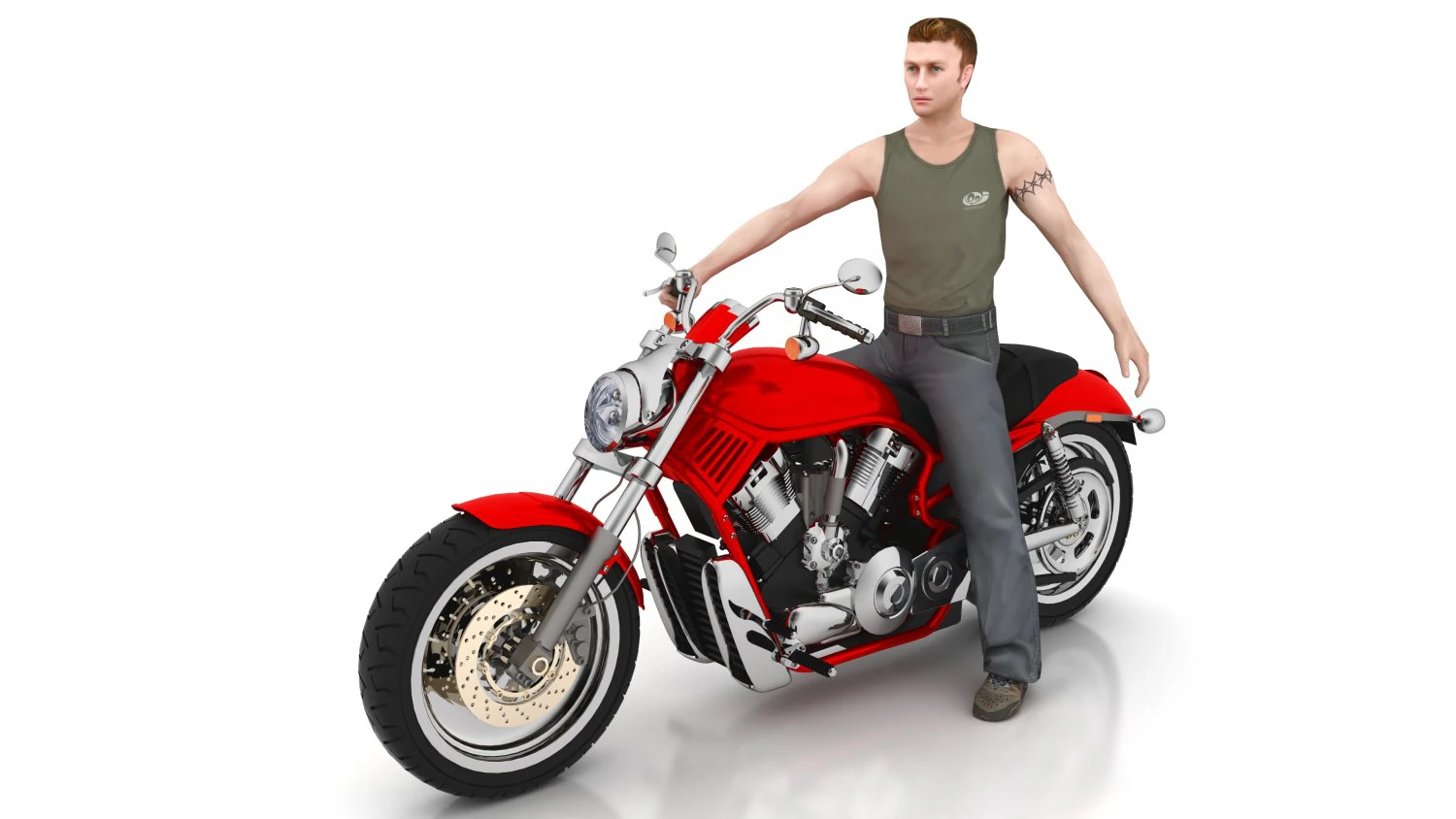 Chopper Biker 3 3D Model .c4d .max .obj .3ds .fbx .stl .blend 