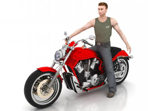 Motociclista Helic&oacute;ptero 3 - 4K Modelo 3D