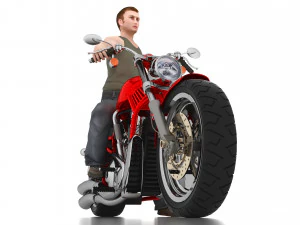 Chopper Biker 3 3D Model