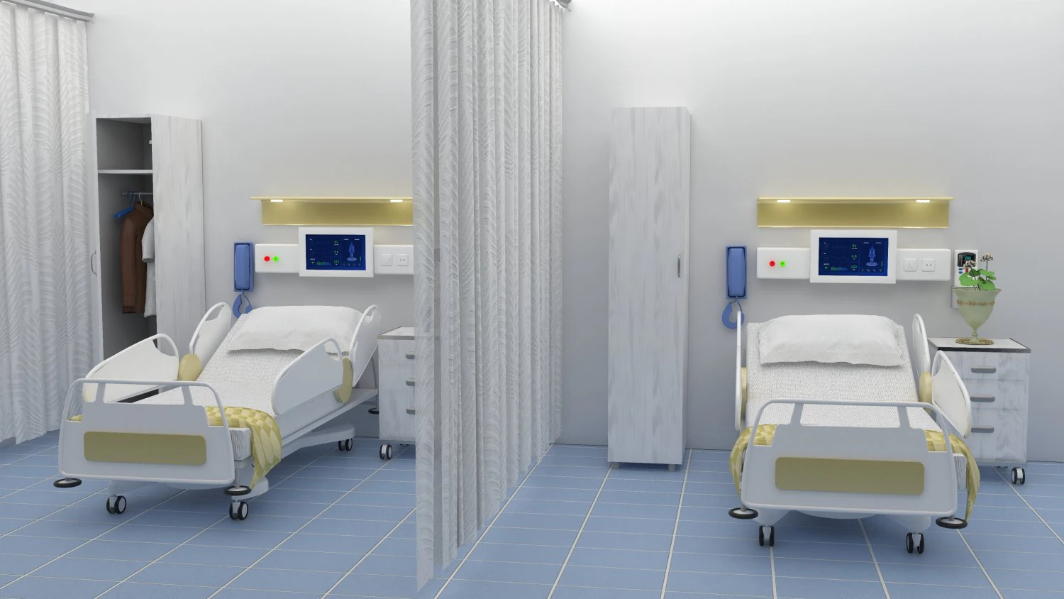 Hospital Ward 5 - 4K 3D Model .c4d .max .obj .3ds .fbx .stl .blend