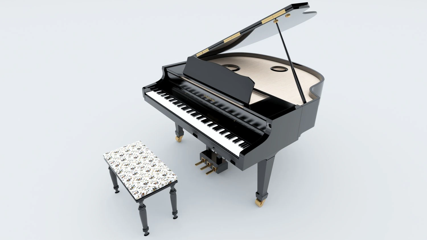 Grand Piano 4K 3D Model .c4d .max .obj .3ds .fbx .stl .blend 