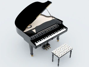 Grand Piano 4K 3D Model