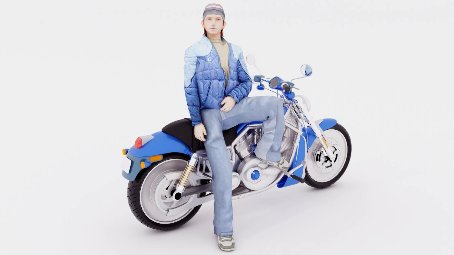 Chopper Biker 4 3D Model .c4d .max .obj .3ds .fbx .stl .blend 