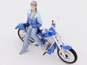 Chopper Biker 4 3D Model