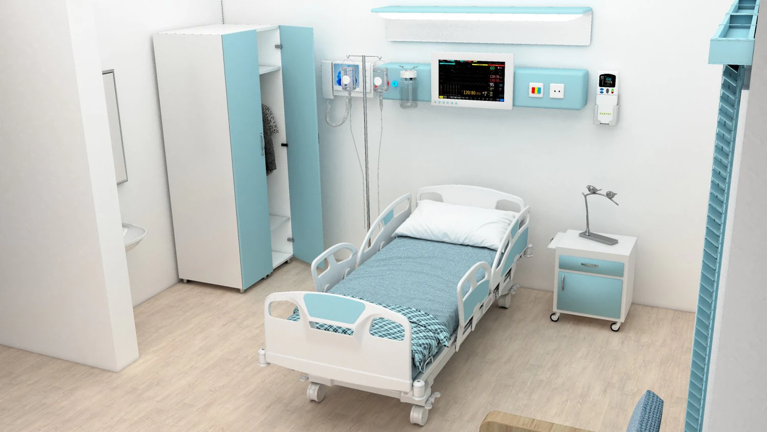 Hospital Room 5 3D Model .c4d .max .obj .3ds .fbx .stl .blend