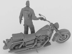 Chopper Biker 5 3D Model