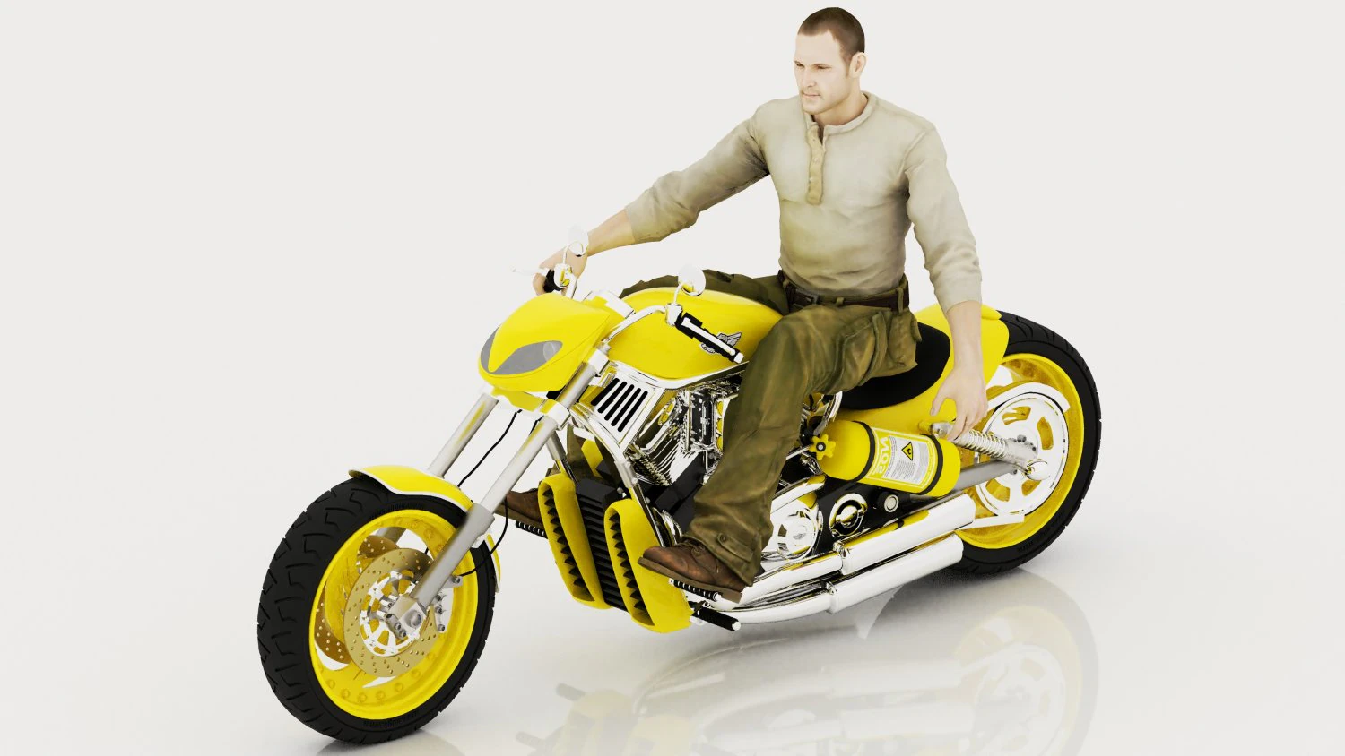 Chopper Biker 6 - 4K 3D Model .c4d .max .obj .3ds .fbx .stl .blend 
