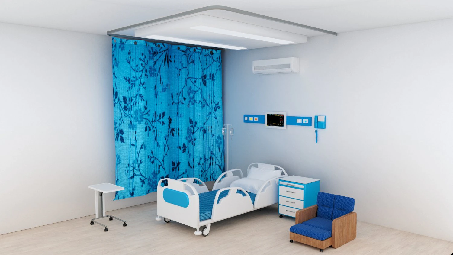 Hospital Room 6 - 4K 3D Model .c4d .max .obj .3ds .fbx .stl .blend 