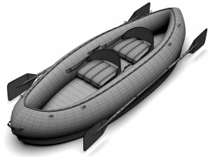 Tandem Canoe 4K 3D Model
