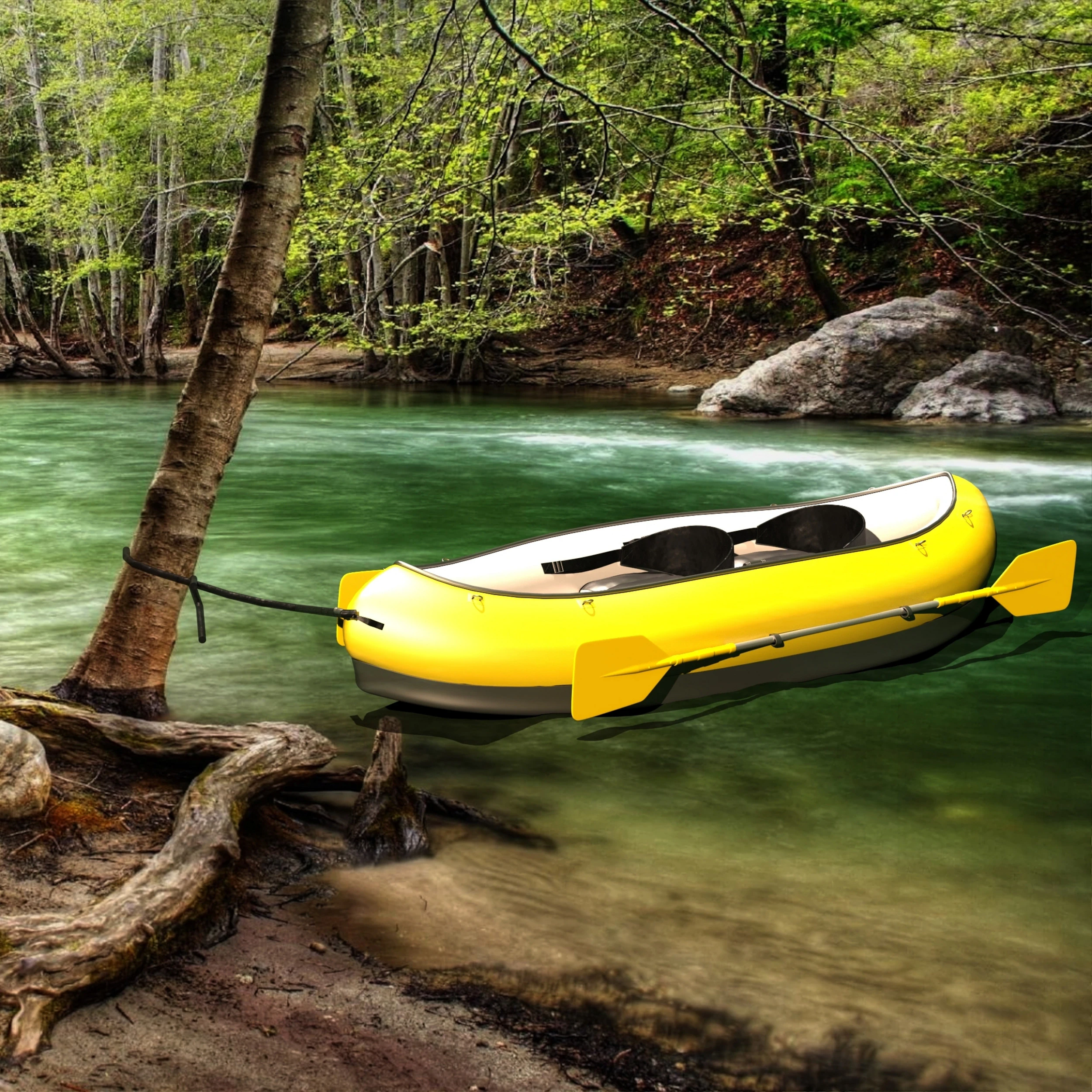 Tandem Canoe 4K 3D Model .c4d .max .obj .3ds .fbx .stl .blend 