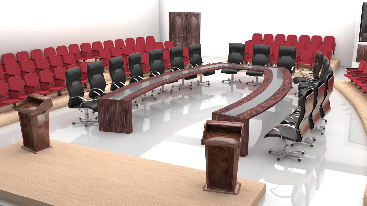 Meeting Saloon and Simultane Room 3D Model .c4d .max .obj .3ds .fbx .stl .blend 