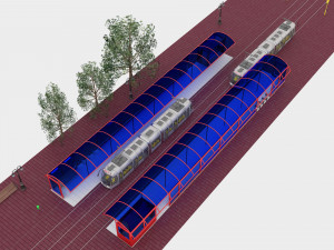 Tram and Station 4K 3D Model
