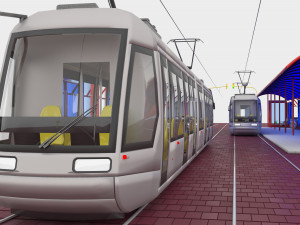 Tram and Station 4K 3D Model