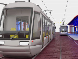 Tram and Station 4K 3D Model