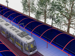 Tram and Station 4K 3D Model