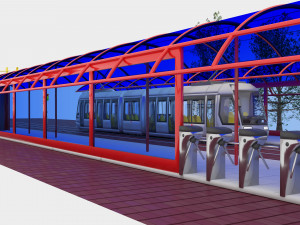 Tram and Station 4K 3D Model
