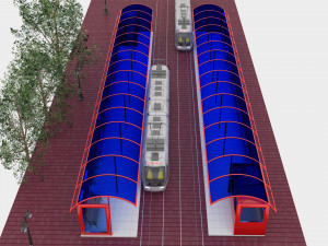 Tram and Station 4K 3D Model