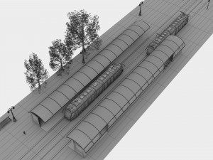Tram and Station 4K 3D Model