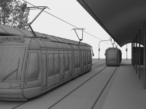 Tram and Station 4K 3D Model