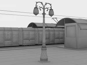 Tram and Station 4K 3D Model