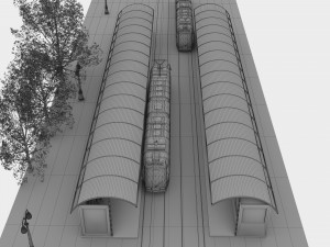 Tram and Station 4K 3D Model