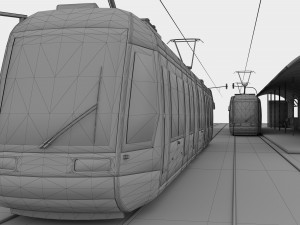 Tram and Station 4K 3D Model