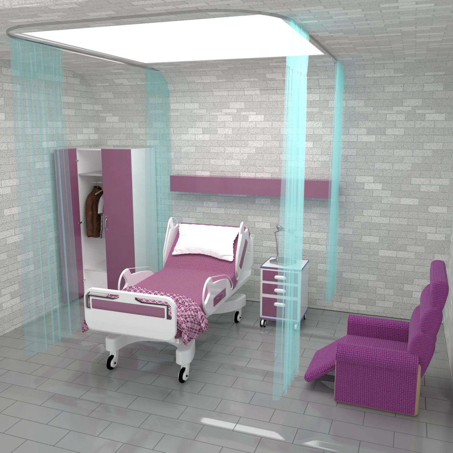 Hospital Room 7 - 4K 3D Model .c4d .max .obj .3ds .fbx .stl .blend 