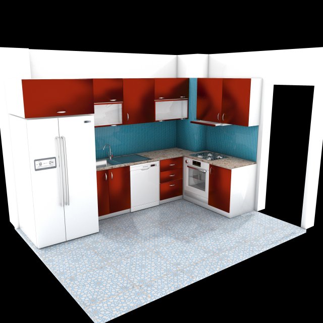 Modern Kitchen 4K Model 3D .c4d .max .obj .3ds .fbx .stl .blend 