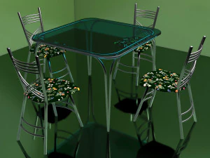 Cafe Table and Chairs 4K 3D Model