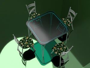 Cafe Table and Chairs 4K 3D Model