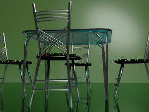 Cafe Table and Chairs 4K 3D Model